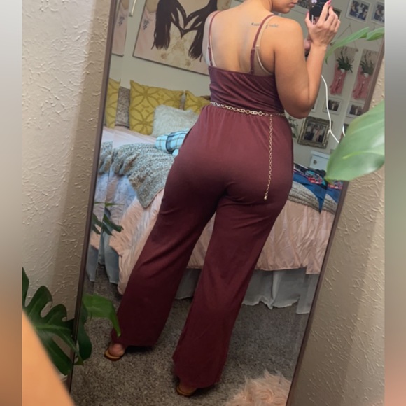 Strapless maroon jumpsuit - Picture 8 of 8
